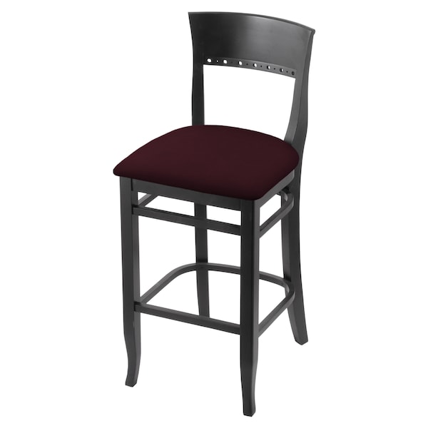 25" Counter Stool, Black Finish, Canter Bordeaux Seat